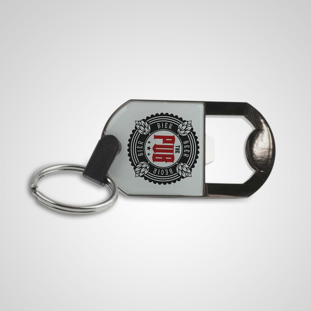 Key Ring Bottle Opener - Practical promotional metal key holder with bottle opener