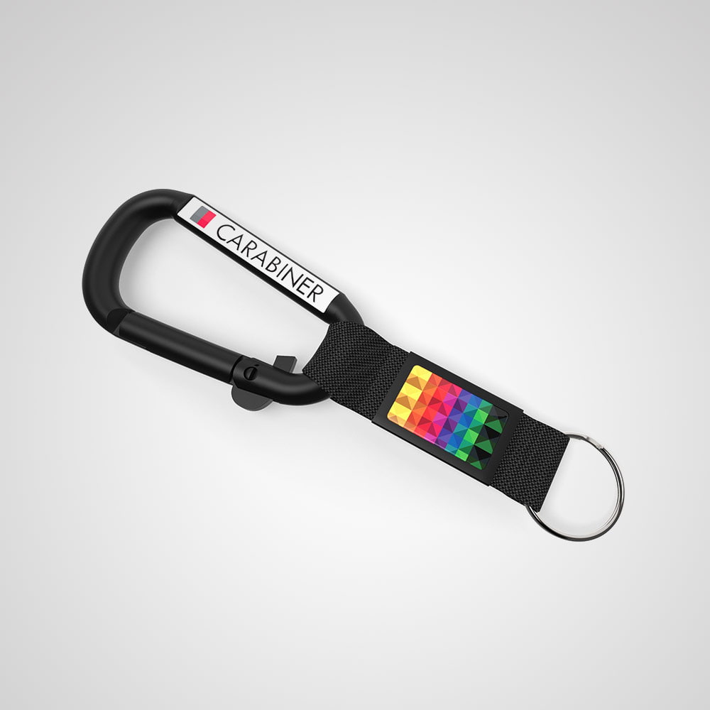 Key Ring Carabiner - Promotional key ring carabiner (D-Ring) with doming personalization