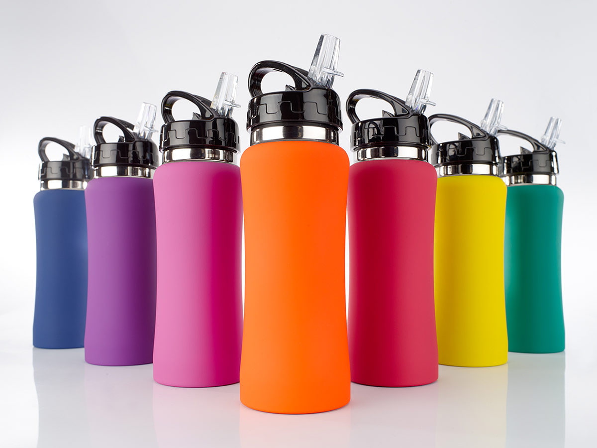 Water Bottle Colorissimo HB01 - An aluminum bottle covered with soft rubberized steel