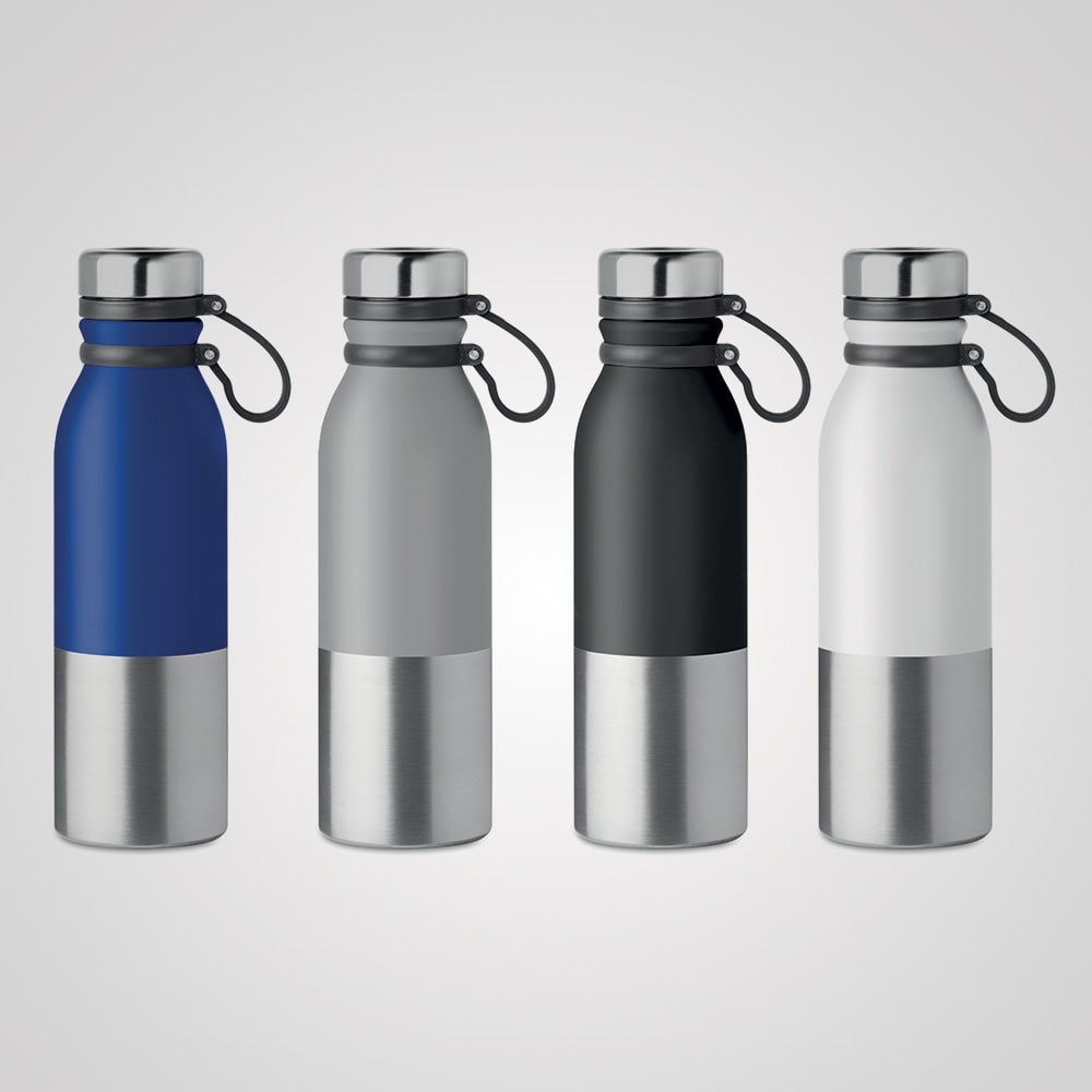 Alpina - double wall stainless steel powder coated bottle with silicone grip - Alpina - double wall stainless steel powder coated bottle with silicone grip